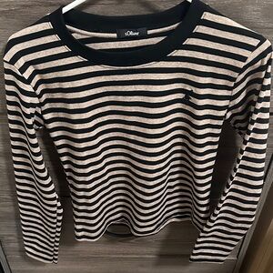 Women's Striped Black and Cream Top size S